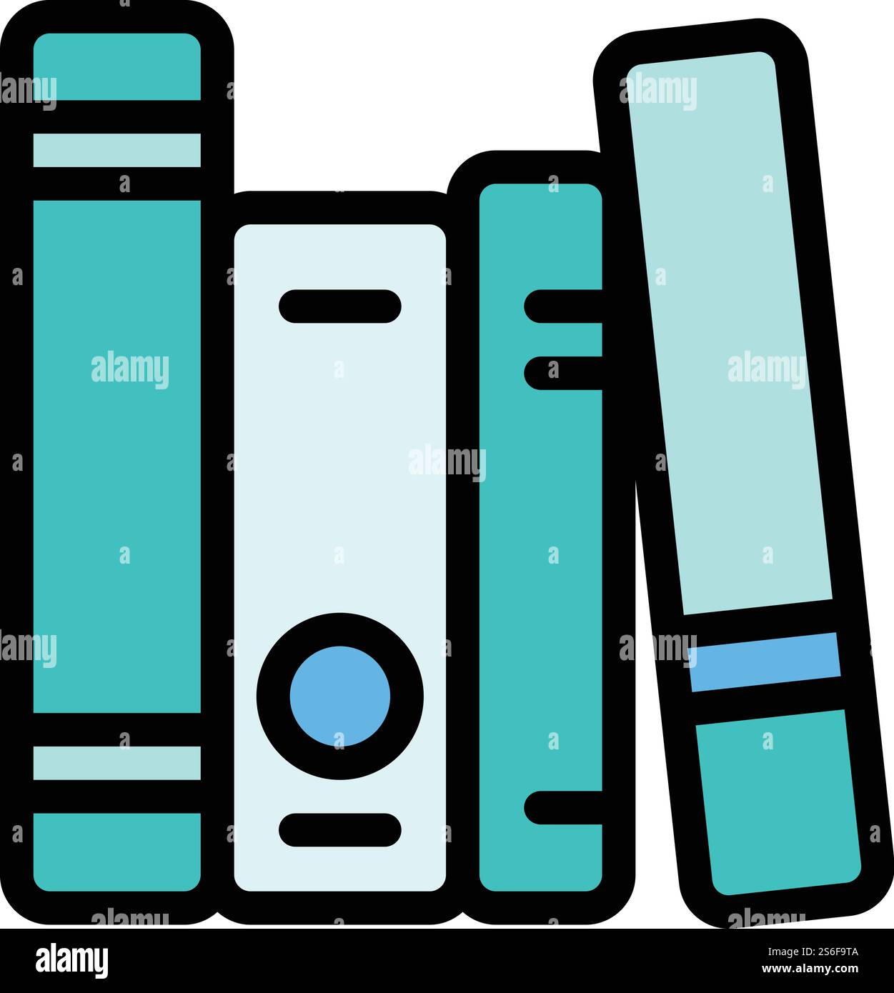 Interactive learning book stack icon. Outline interactive learning book stack vector icon for web design isolated on white background. Interactive learning book stack icon, outline style Stock Vector