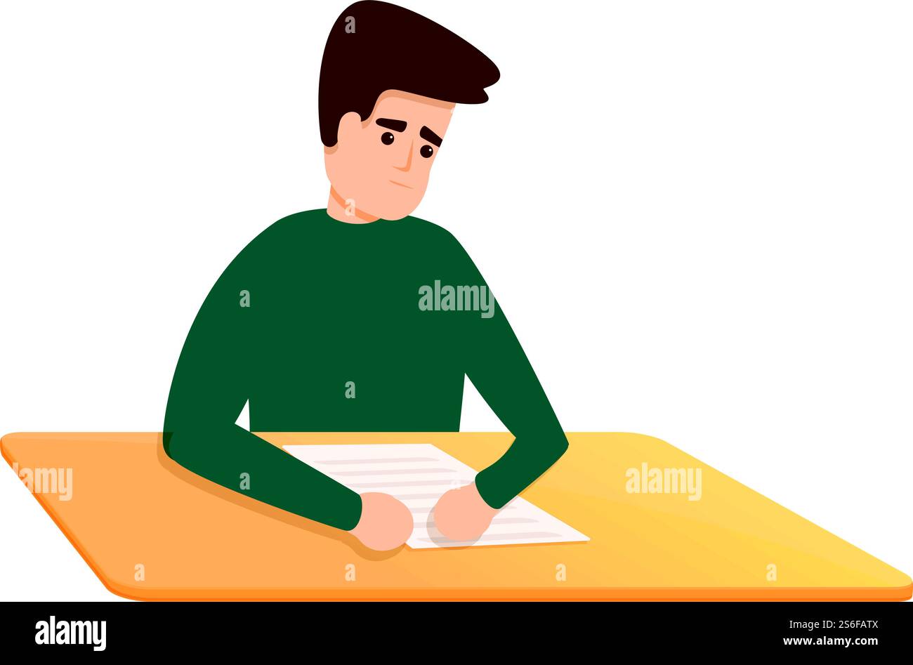 Confused boy school test icon. Cartoon of confused boy school test ...