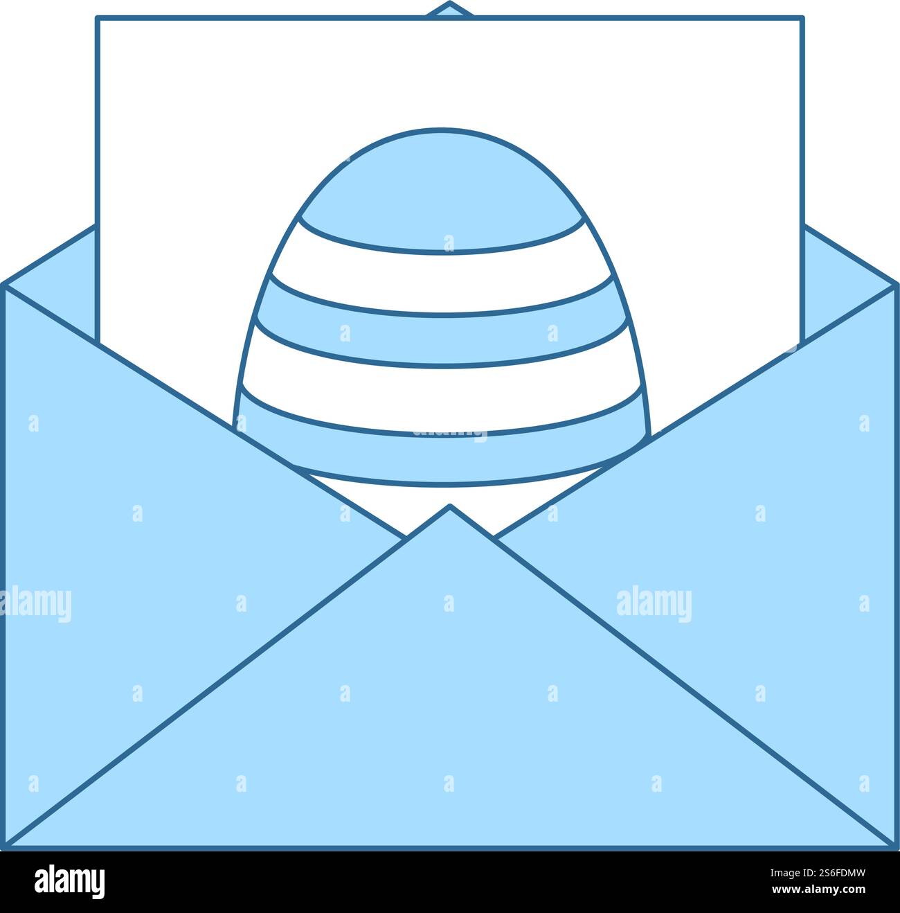 Envelop With Easter Egg Icon. Thin Line With Blue Fill Design. Vector Illustration. Stock Vector