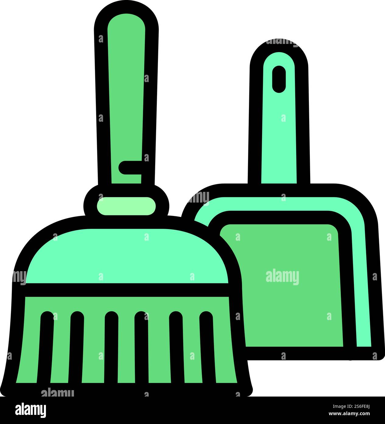 Broom and dust pan icon. Outline broom and dust pan vector icon for web ...