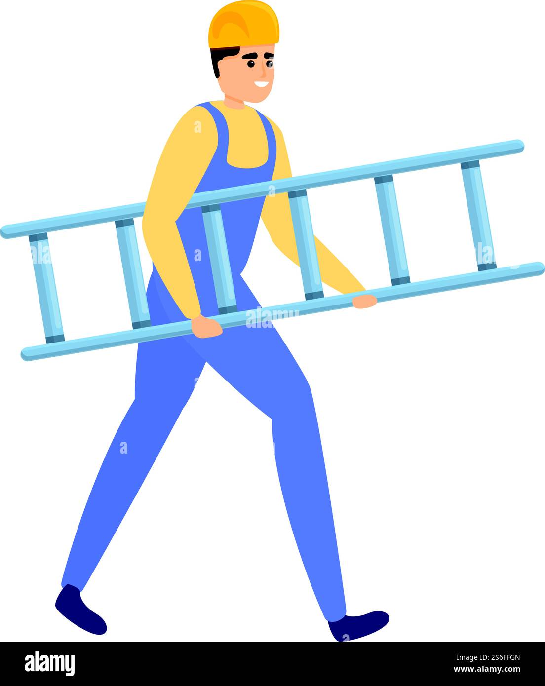 Builder take ladder icon. Cartoon of builder take ladder vector icon ...
