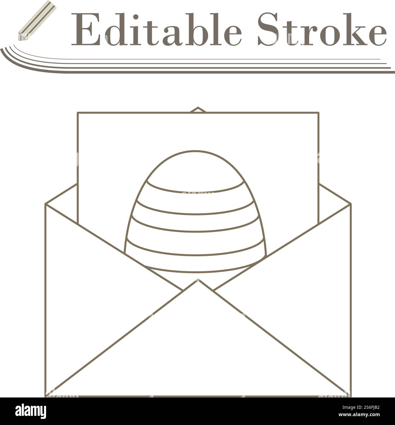 Envelop With Easter Egg Icon. Editable Stroke Simple Design. Vector Illustration. Stock Vector
