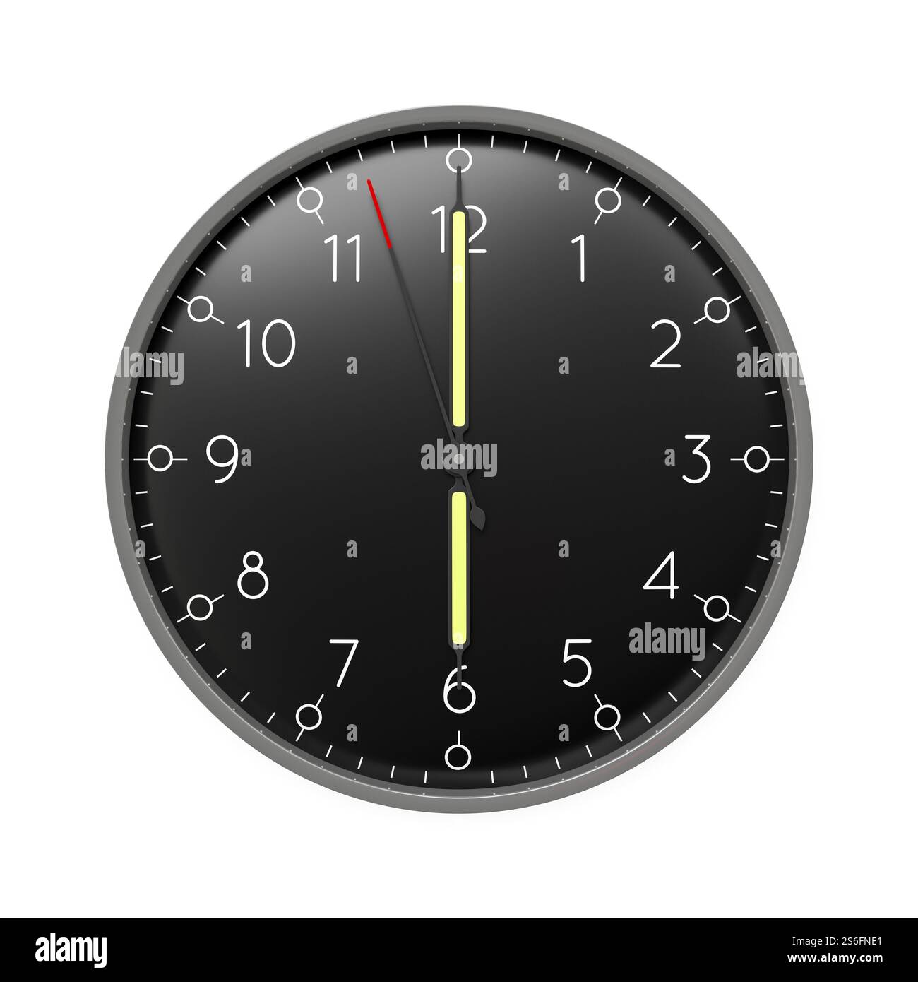 3d illustration of a clock shows 6 o'clock Stock Photo - Alamy