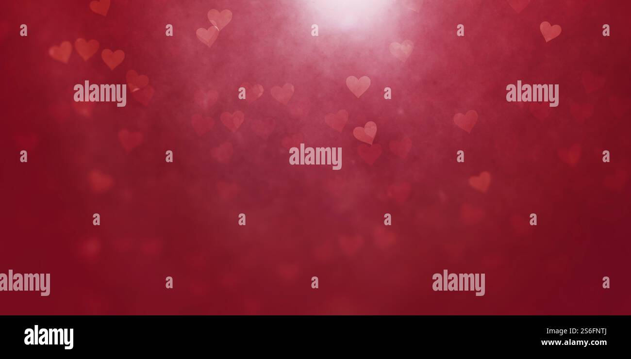 Illustration of a Valentine's Day hearts red background banner Stock ...