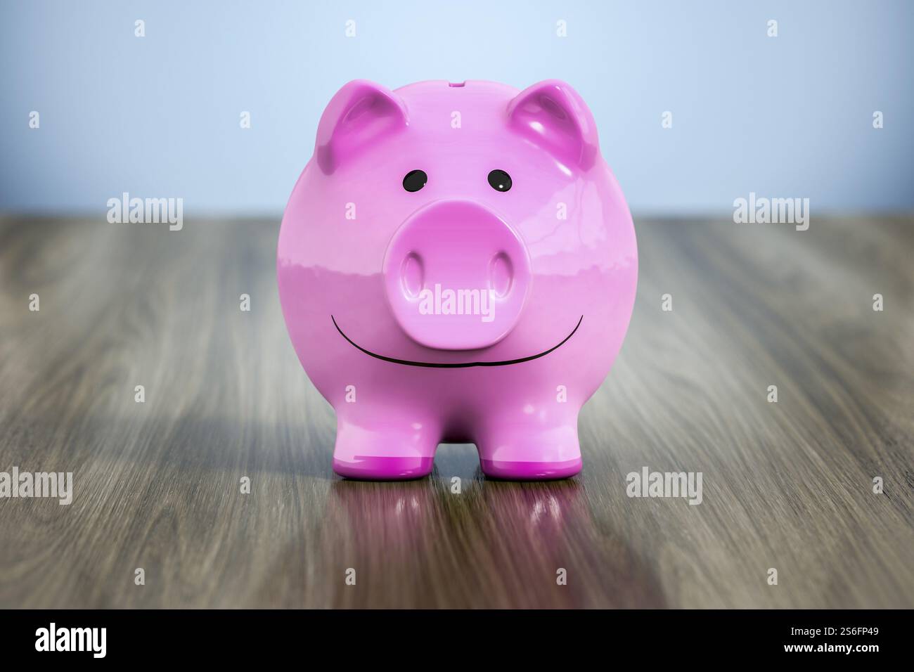 3d rendering of a typical pink piggy bank with a smile Stock Photo - Alamy