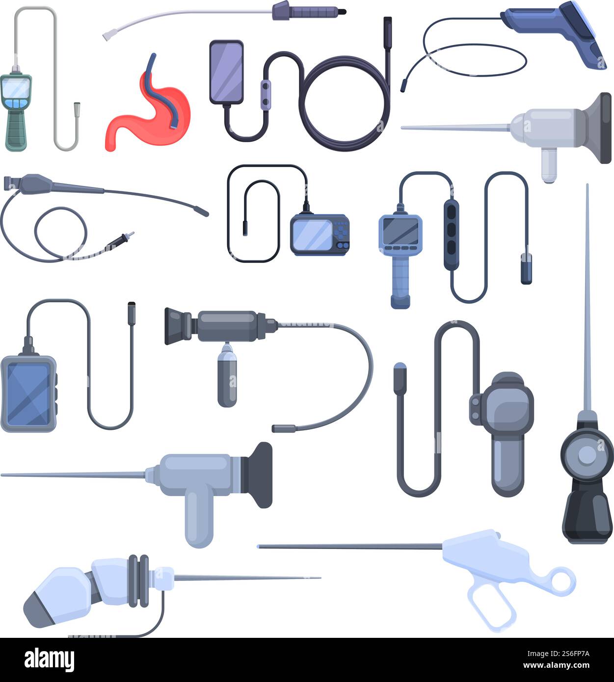 Endoscope icons set. Cartoon set of endoscope vector icons for web ...