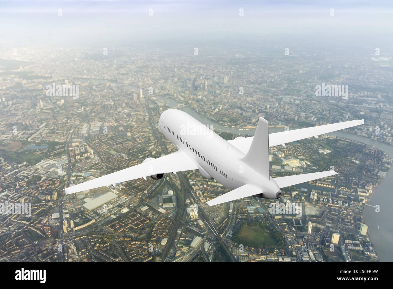 3d rendering of a plane over London Stock Photo - Alamy