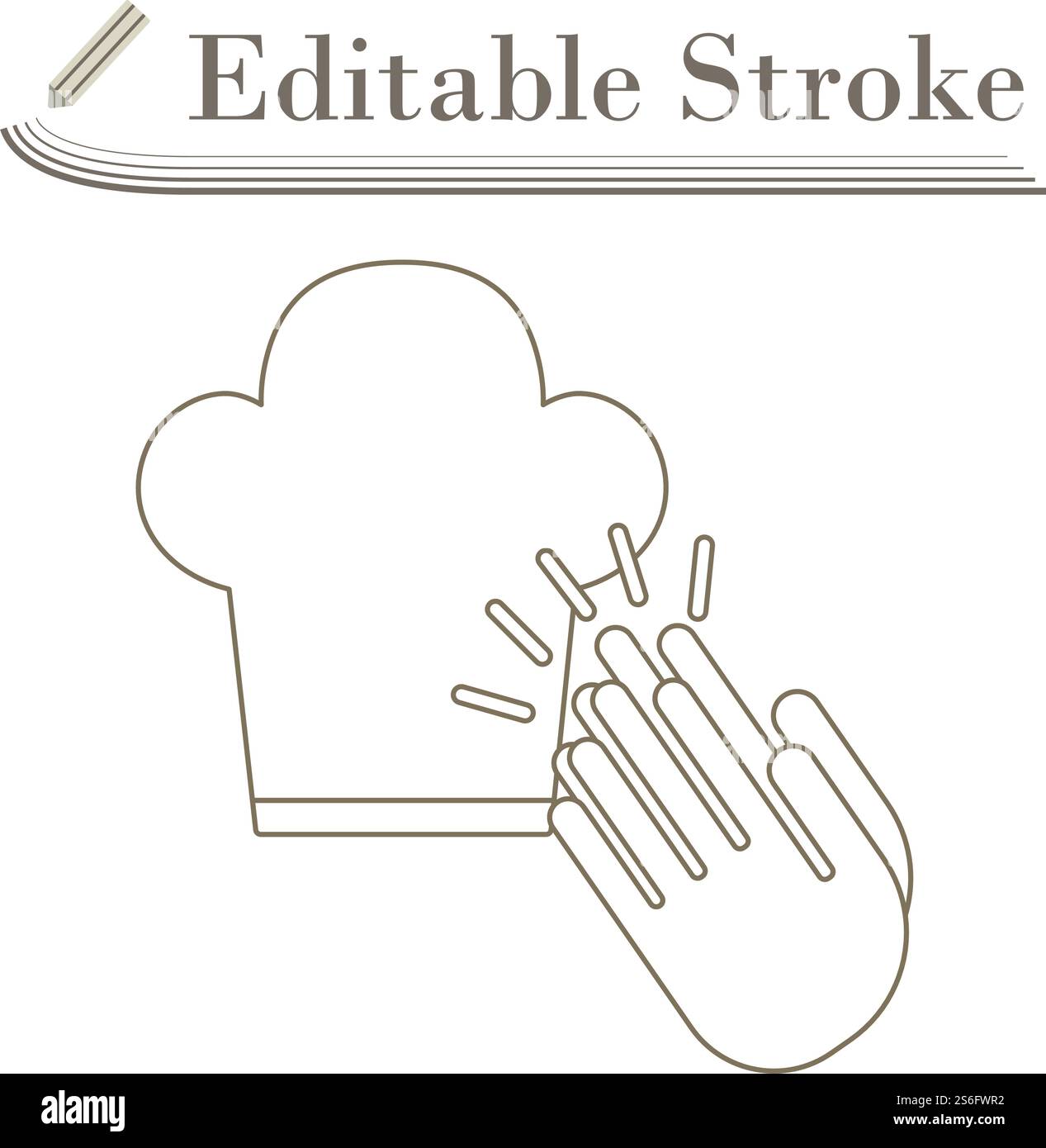 Clapping Palms To Toque Icon. Editable Stroke Simple Design. Vector Illustration. Stock Vector