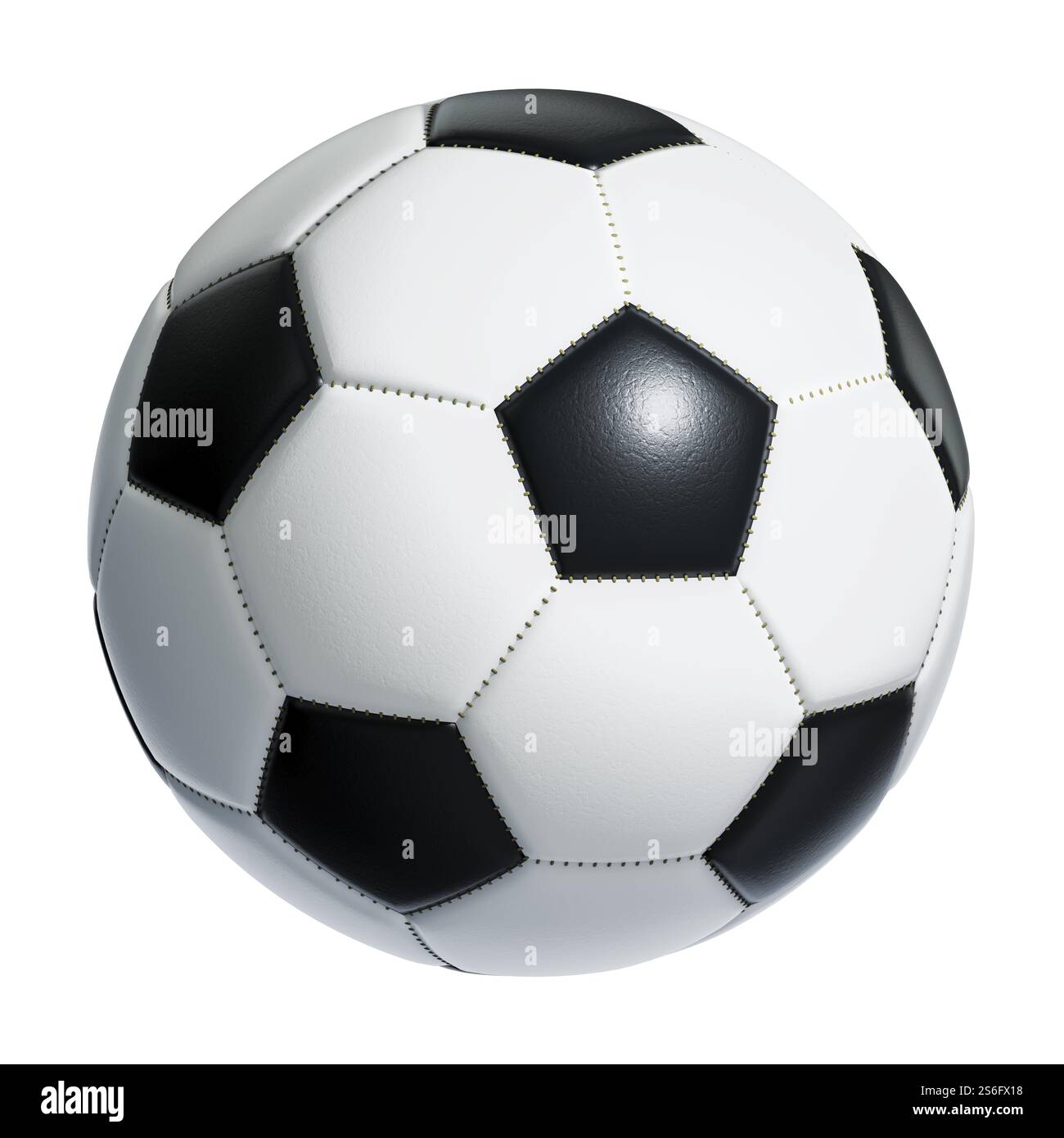 3d illustration of a typical black and white soccer ball isolated on ...