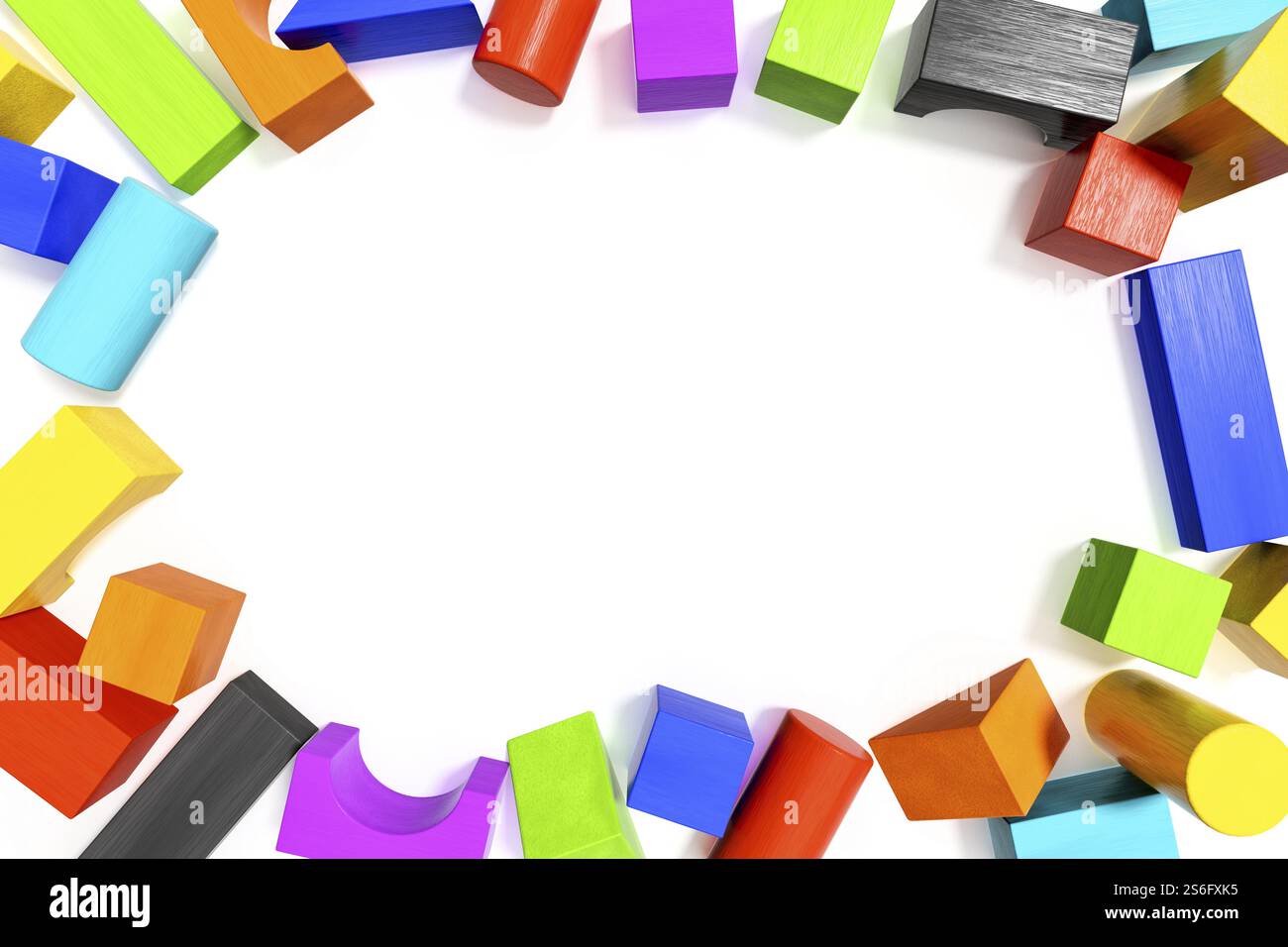 3d illustration of some colorful building blocks with space for your ...