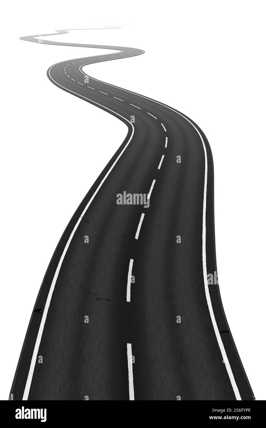 3d illustration of a winding road on a white background Stock Photo - Alamy