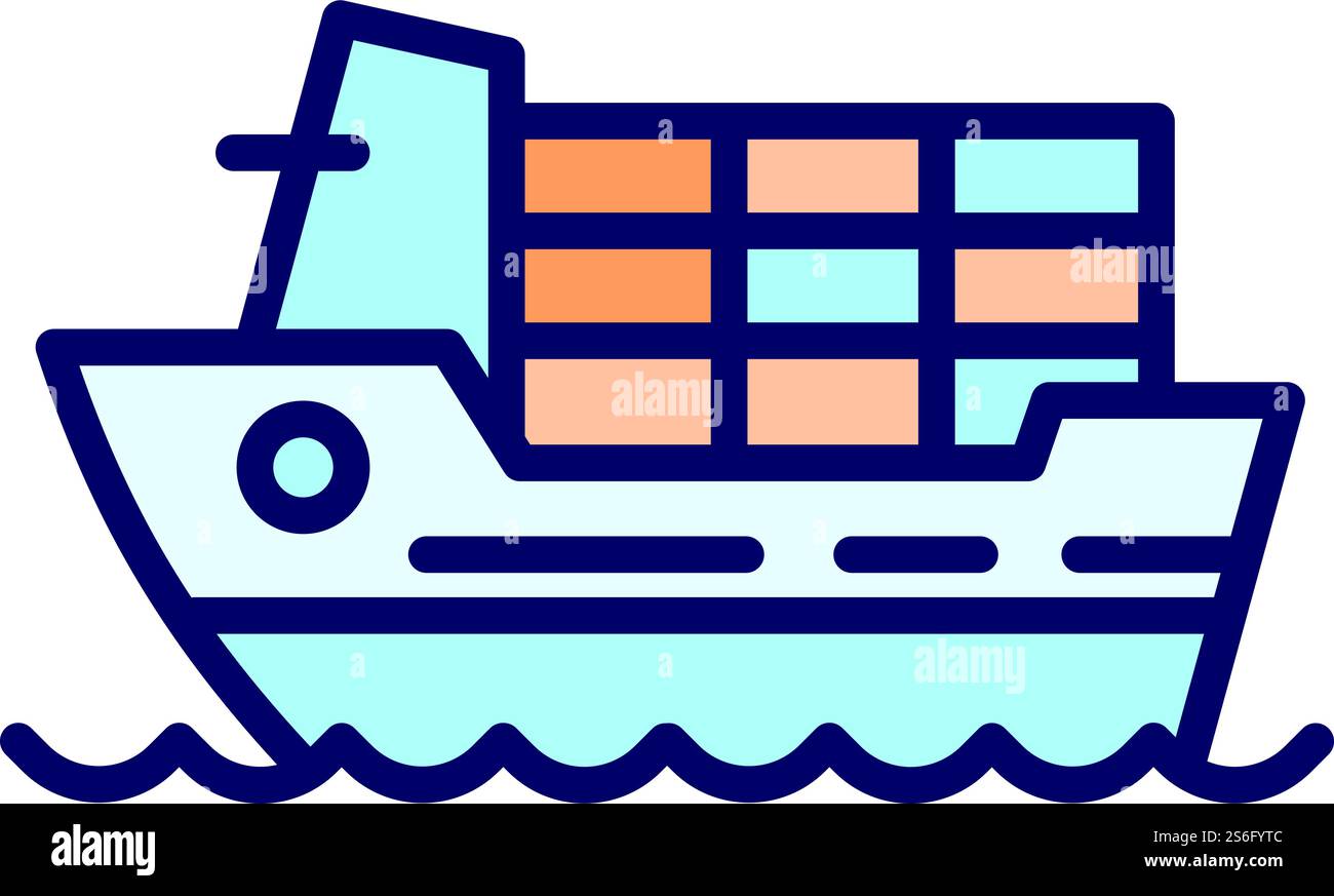 Full cargo ship icon. Outline Full cargo ship vector icon for web ...