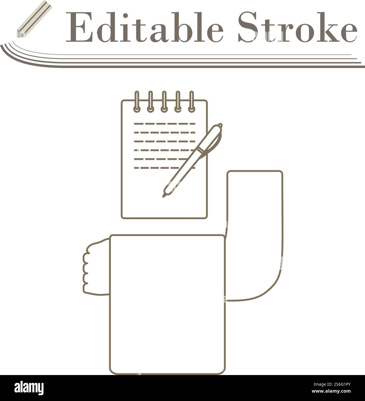 Waiter Take Oder Icon. Editable Stroke Simple Design. Vector Illustration. Stock Vector