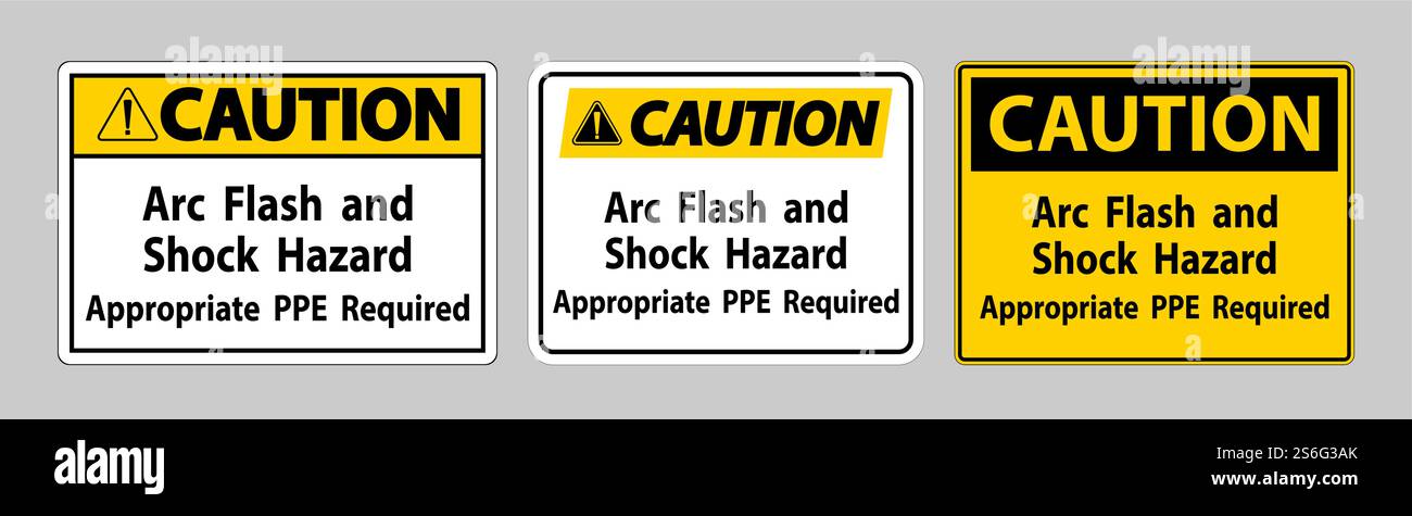 Caution Sign Arc Flash And Shock Hazard Appropriate PPE Required Stock ...