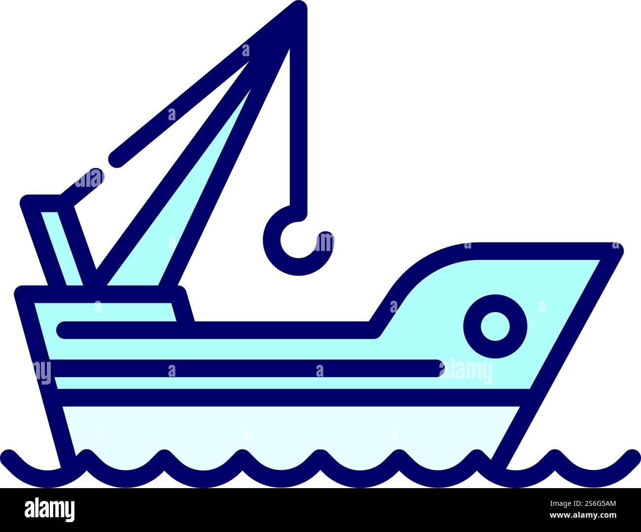 Marine port crane ship icon. Outline Marine port crane ship vector icon ...