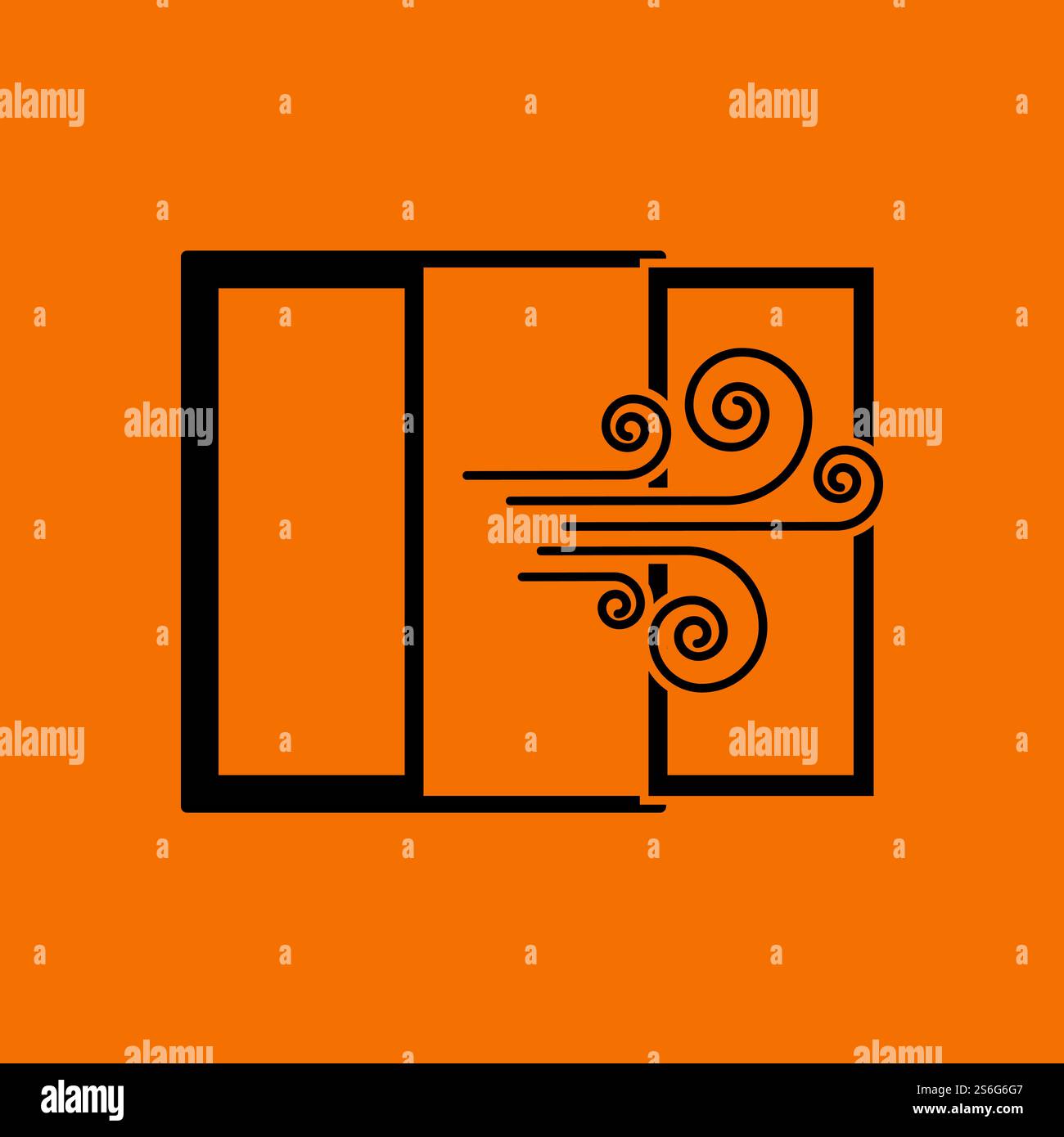 Room Ventilation Icon. Black on Orange Background. Vector Illustration. Stock Vector