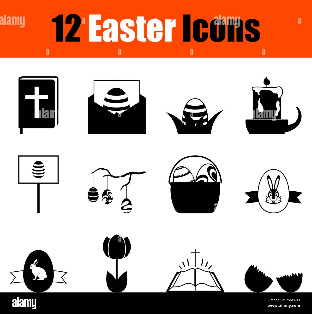 Easter Icon Set. Cute and Smooth Glyph Design. Fully editable vector illustration. Text expanded. Stock Vector