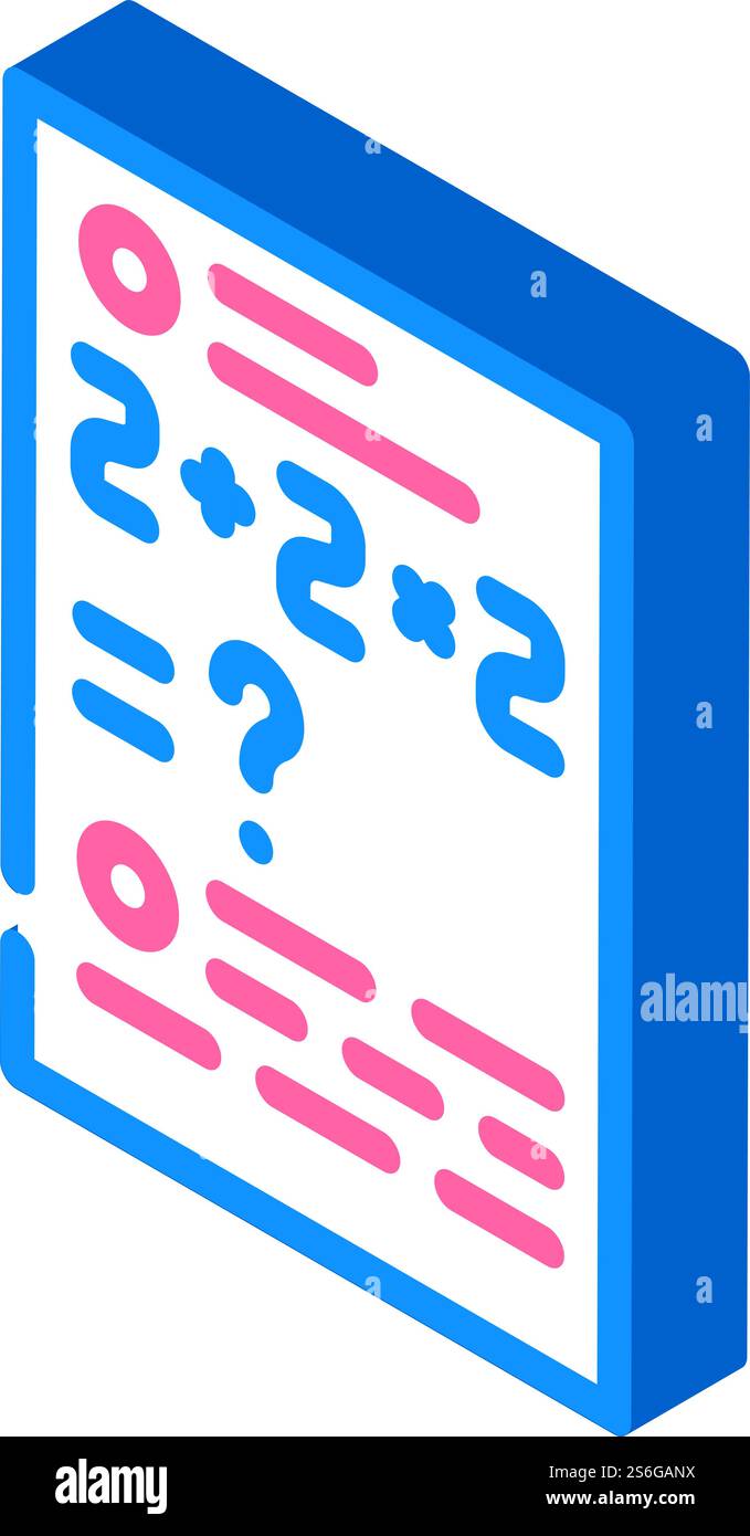 math problems isometric icon vector. math problems sign. isolated symbol illustration. math problems isometric icon vector illustration color Stock Vector