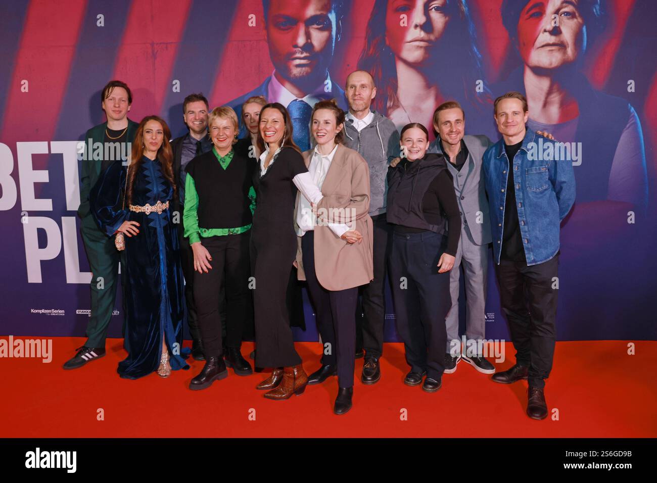 15.01.2025, Meryem Moutaoukkil, Konstantin Bock, Cordula Stratmann, Anne Zohra Berrached, Constantin von Jascheroff, Niels Bormann, Jasna Fritzi Bauer, Niels Bormann zur Premiere von A Better Place, Kino in der KulturBrauerei, Berlin, Berlin Deutschland, Germany Stock Photo