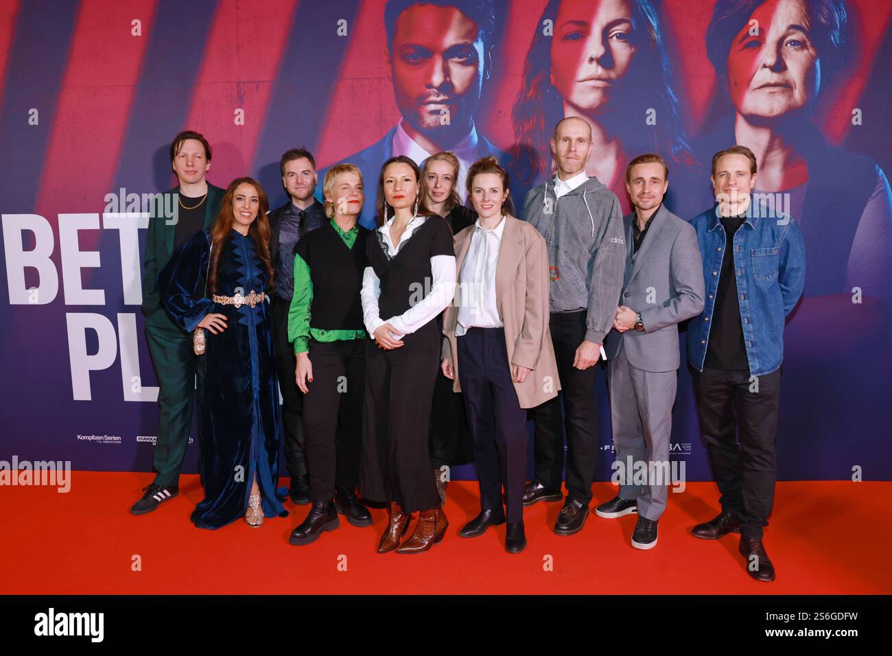 15.01.2025,Konstantin Bock, Cordula Stratmann, Anne Zohra Berrached, Katharina Behrens, Constantin von Jascheroff zur Premiere von A Better Place, Kino in der KulturBrauerei, Berlin, Berlin Deutschland, Germany Stock Photo