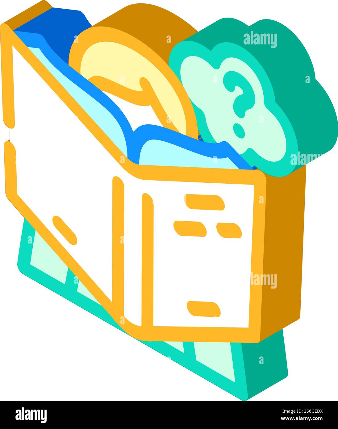 reading self study isometric icon vector. reading self study sign. isolated symbol illustration. reading self study isometric icon vector illustration Stock Vector