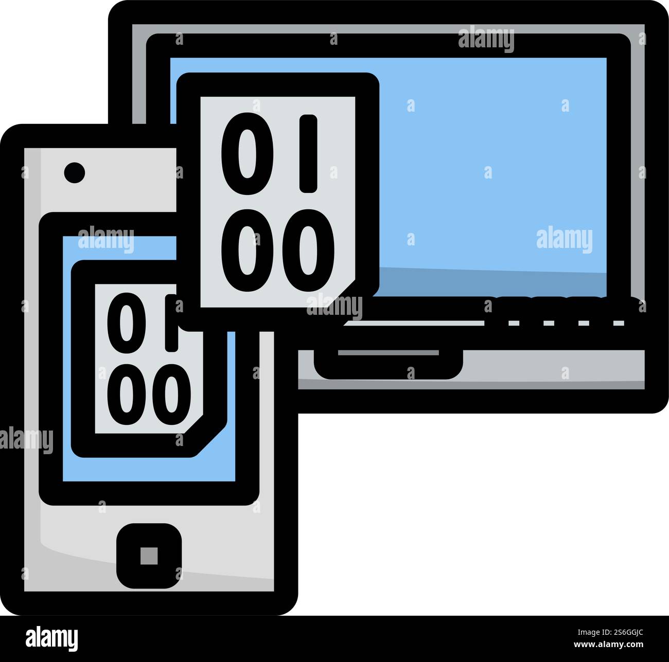 Exchanging Data Icon. Editable Bold Outline With Color Fill Design ...