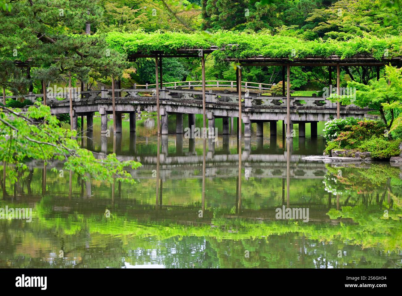 Sento Gosho garden at Kyoto Imperial Palace. The garden's design has ...