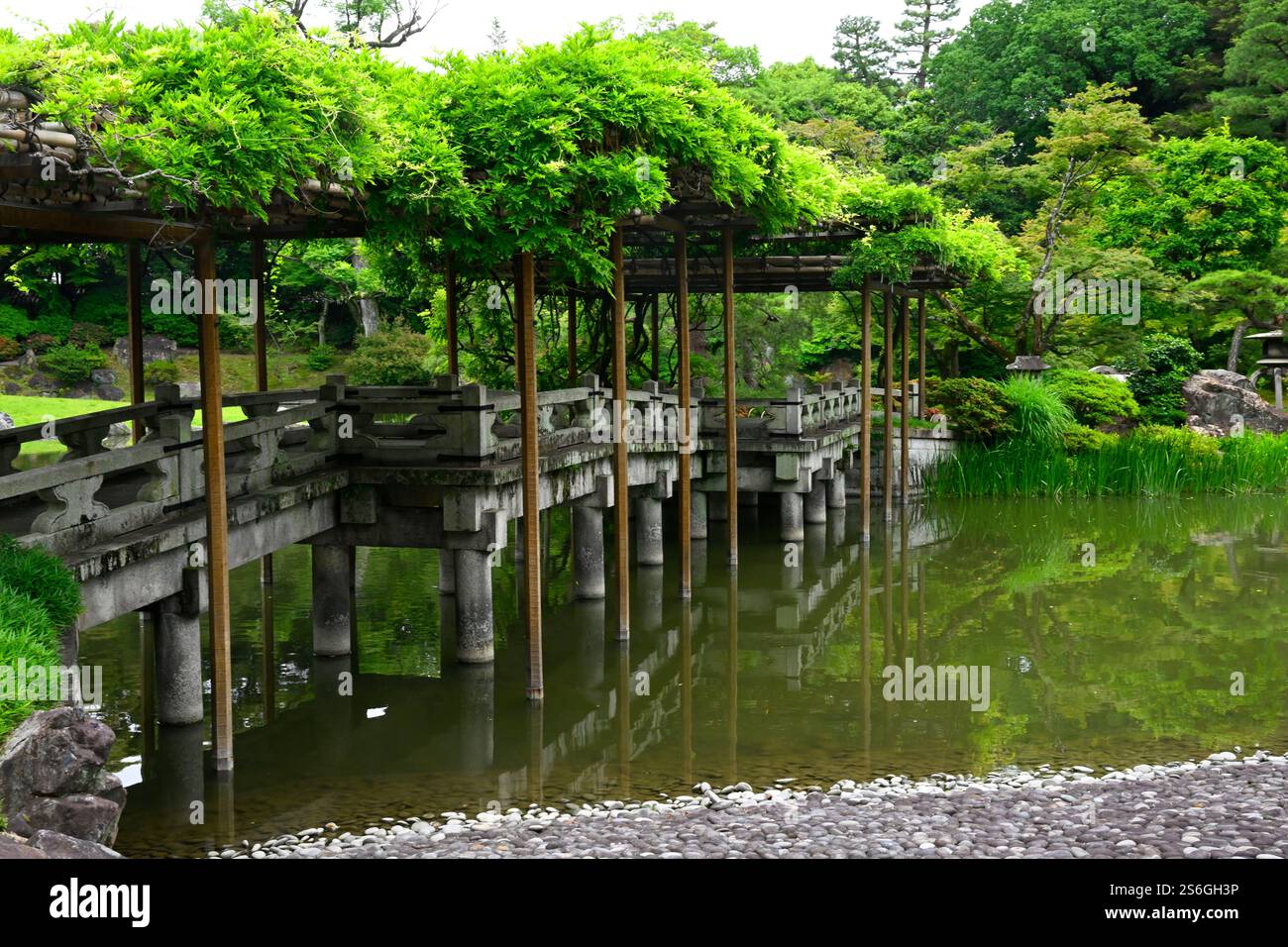 Sento Gosho garden at Kyoto Imperial Palace. The garden's design has ...