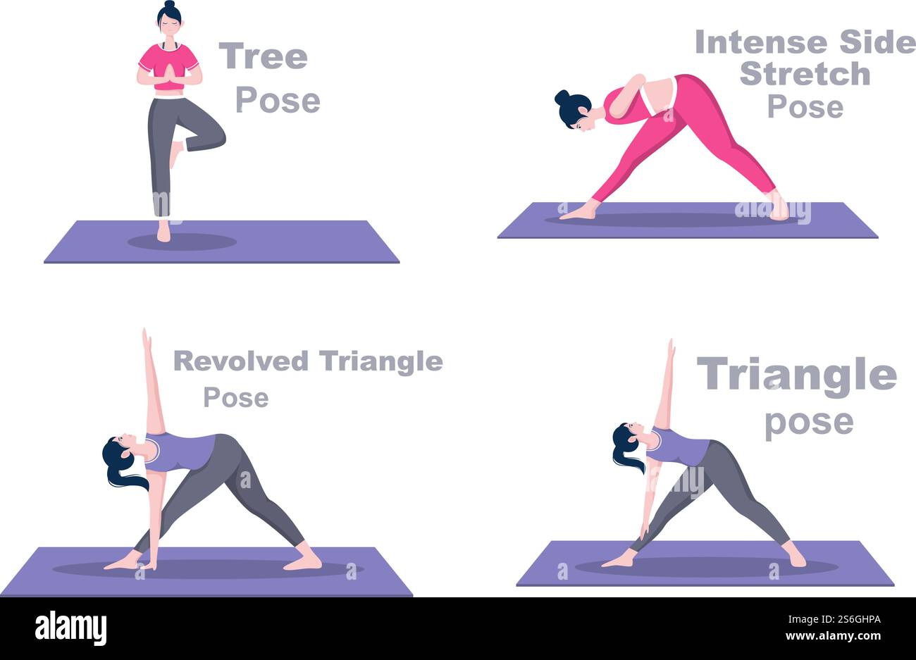 Set Of Various Yoga Poses and Fitness Exercises With Relax, Meditate ...