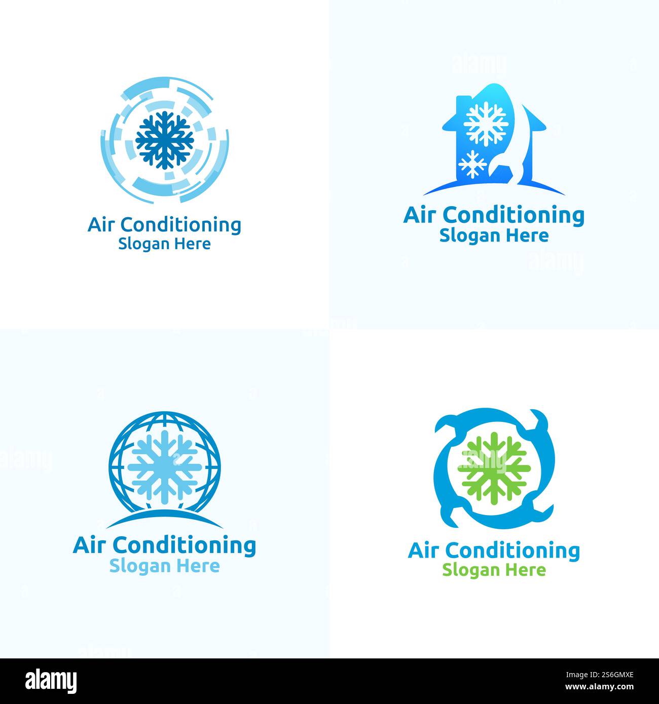 Air Conditioning and Heating Services Logo Design Stock Vector