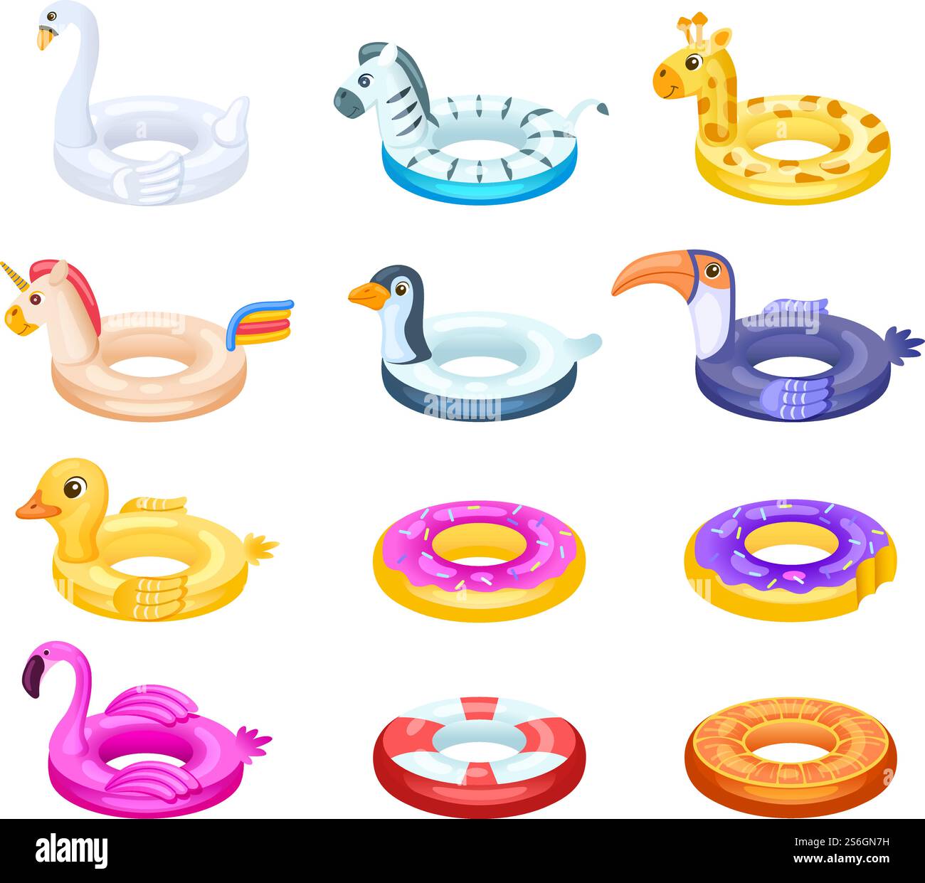 Rubber rings. Swimming ring, inflatable lifesaver for pool. Isolated ...