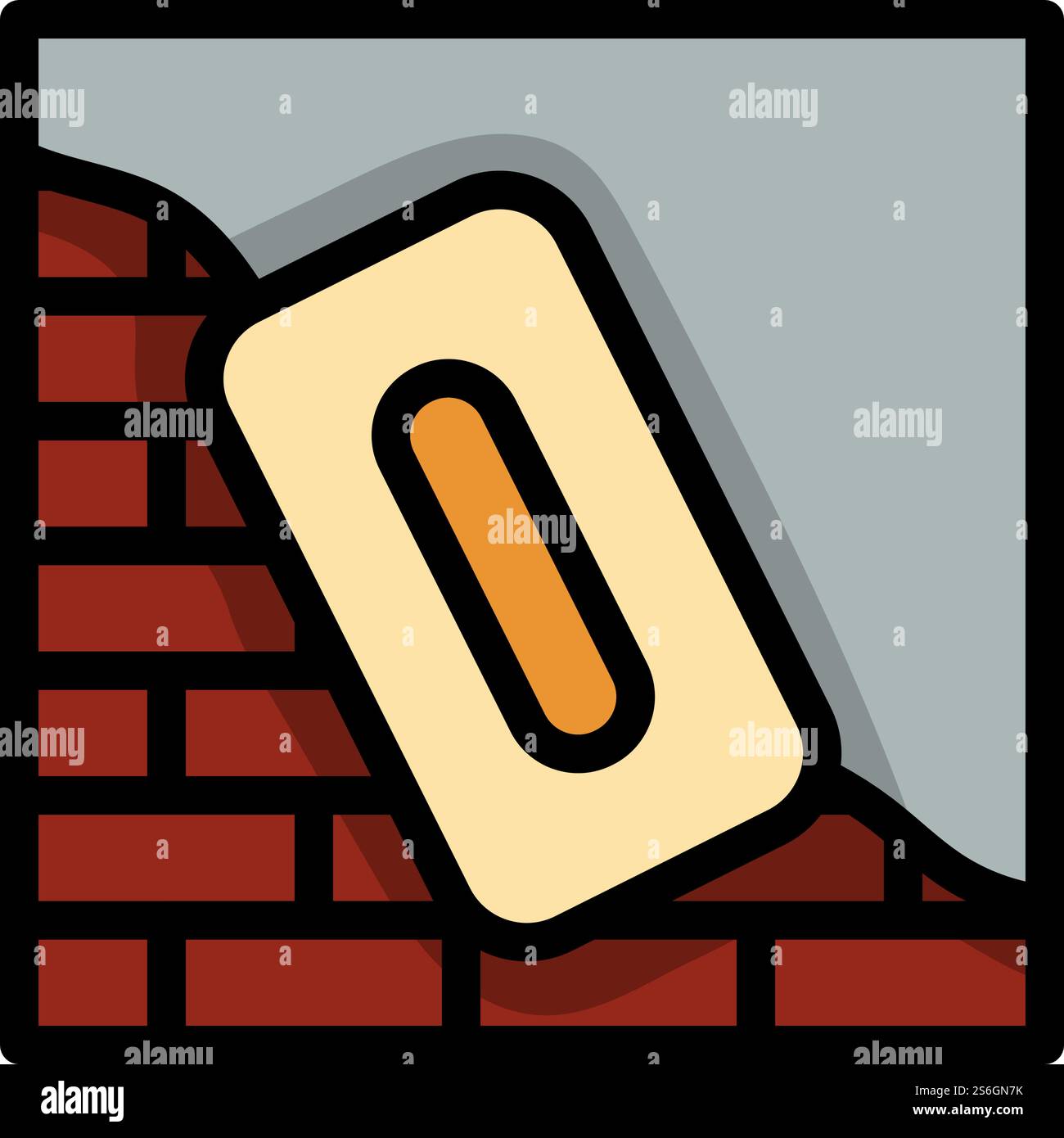 Icon Of Plastered Brick Wall. Editable Bold Outline With Color Fill ...