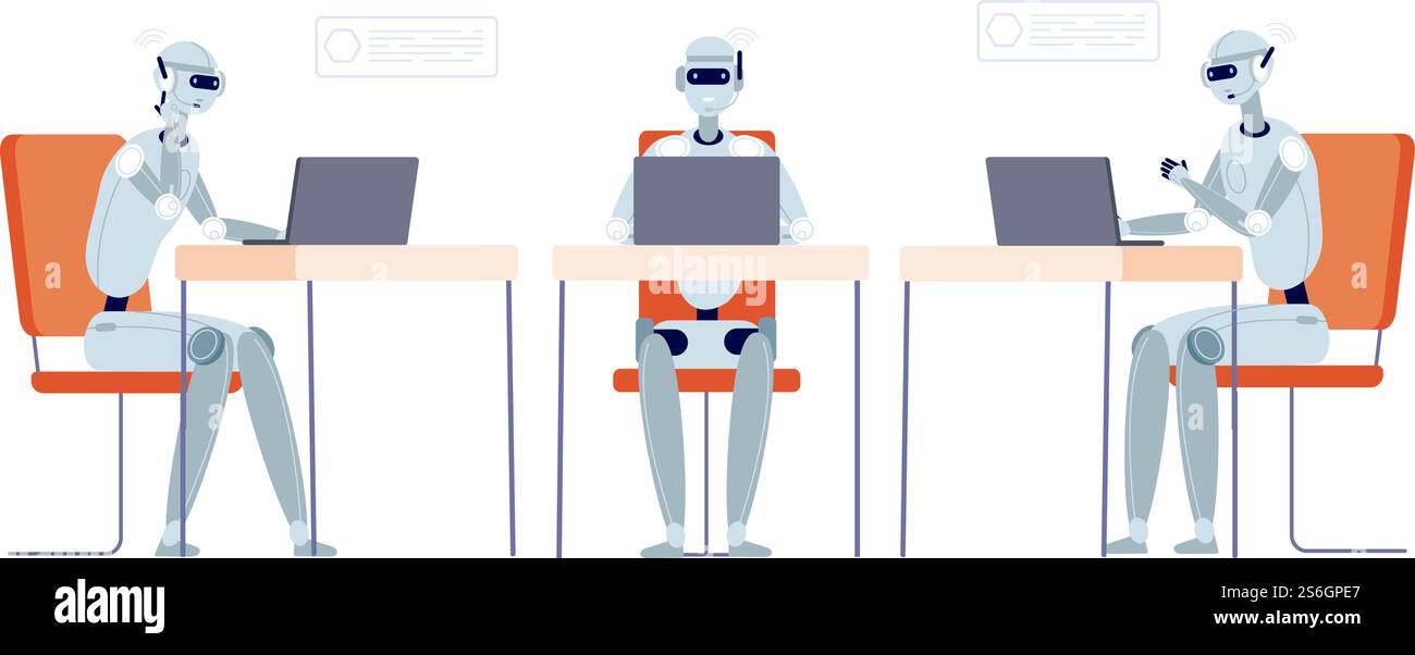 Chatbot customer support. Modern robot chatting, bot service or hotline ...