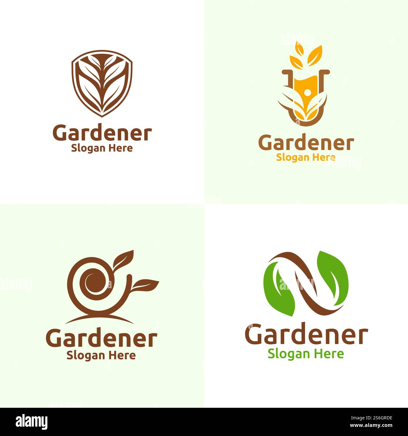 Organic Gardener Logo with Green Garden Environment or Botanical ...