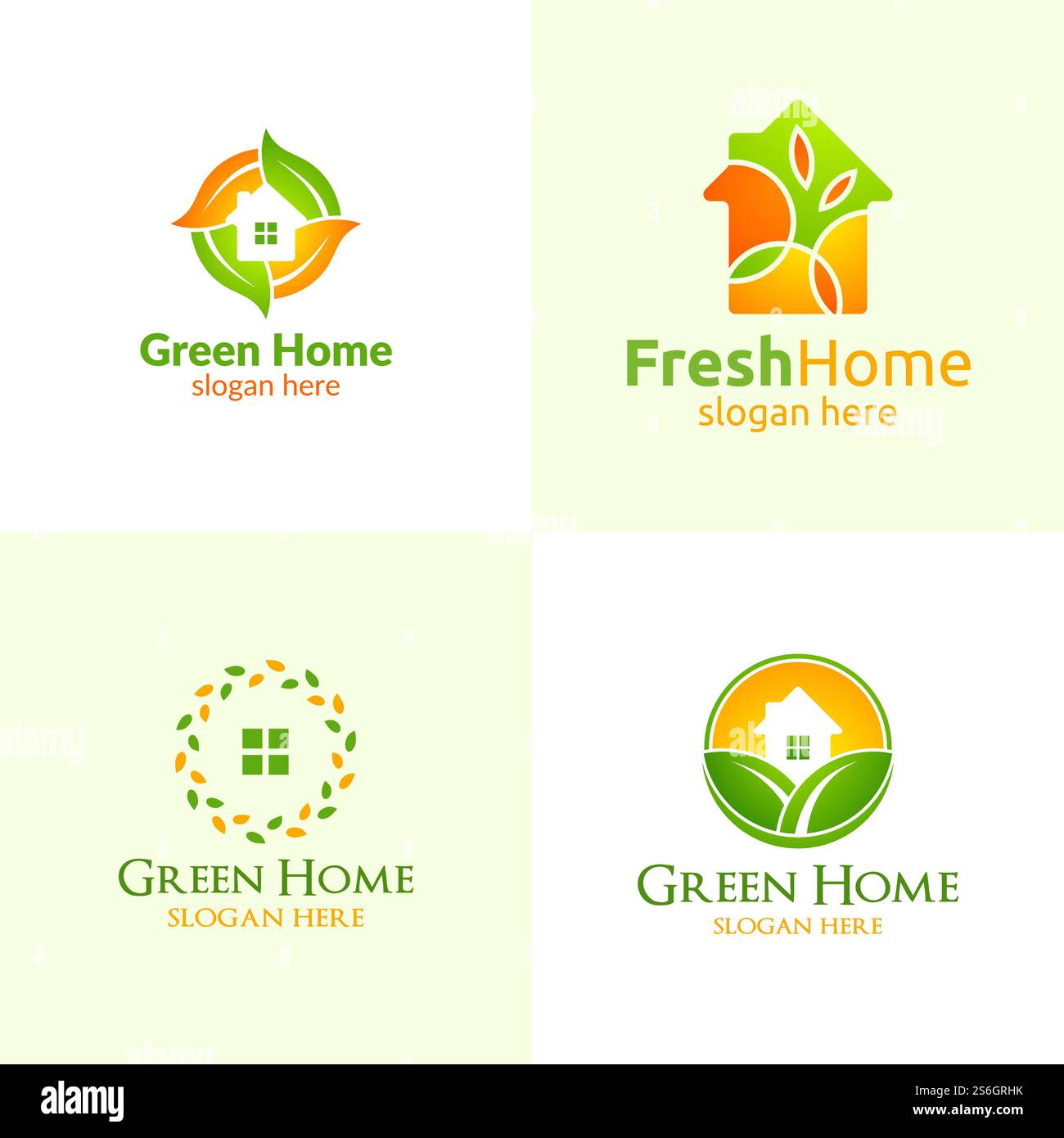 Real estate Logo with Green House Concept Stock Vector Image & Art - Alamy