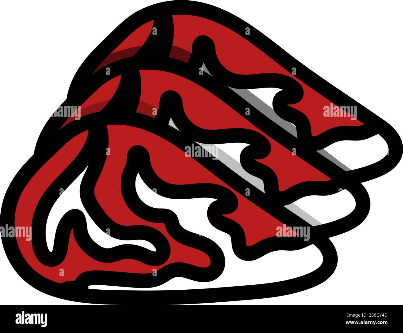 Raw Meat Steak Icon. Editable Bold Outline With Color Fill Design ...