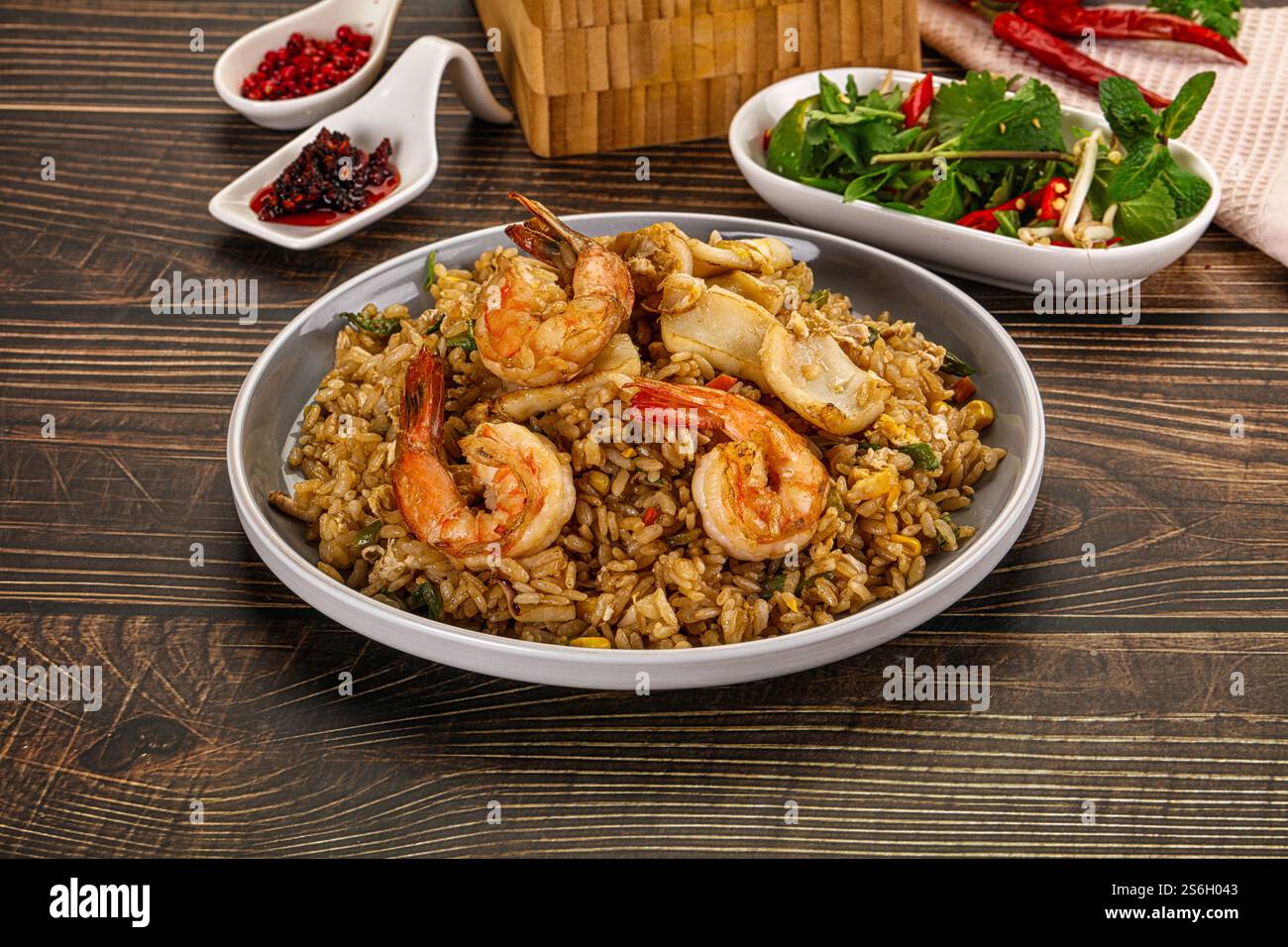 Com Rang Rice Dish Vietnamese traditional fried rice with prawn and squid - Kom Ran Stock ...