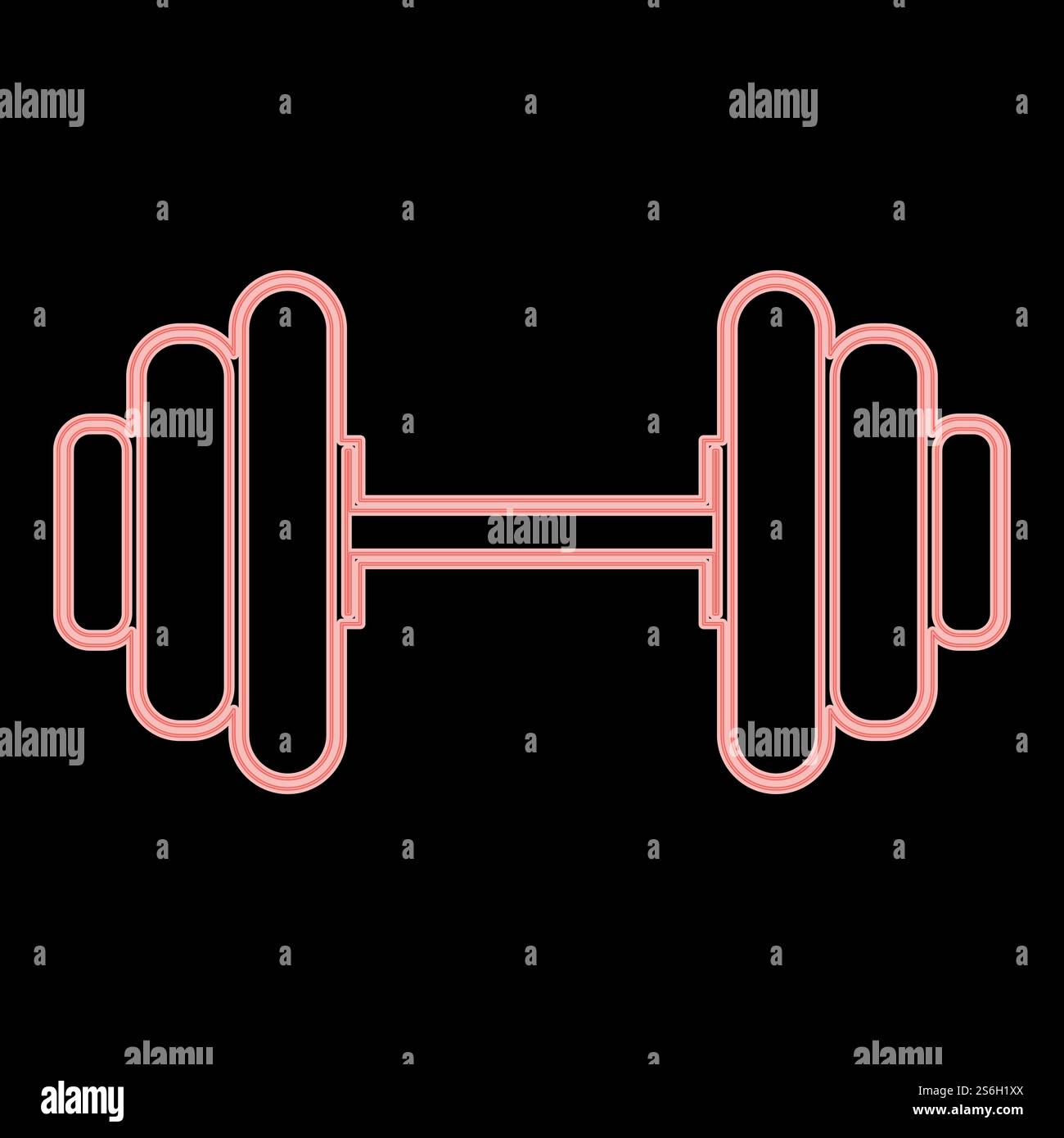 Neon dumbbell it is the red color vector illustration flat style light ...
