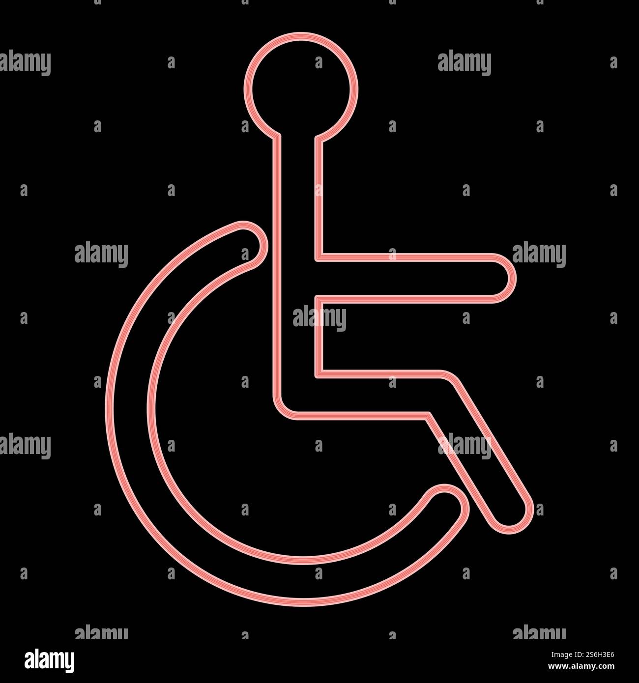 Disability Sign Red Neon sign of the disabled it is the red color vector illustration flat ...