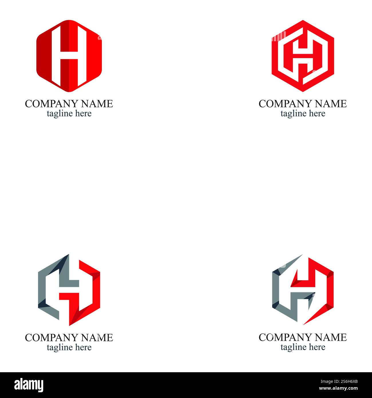 set of letter h hexagon vector logo design template Stock Vector Image ...