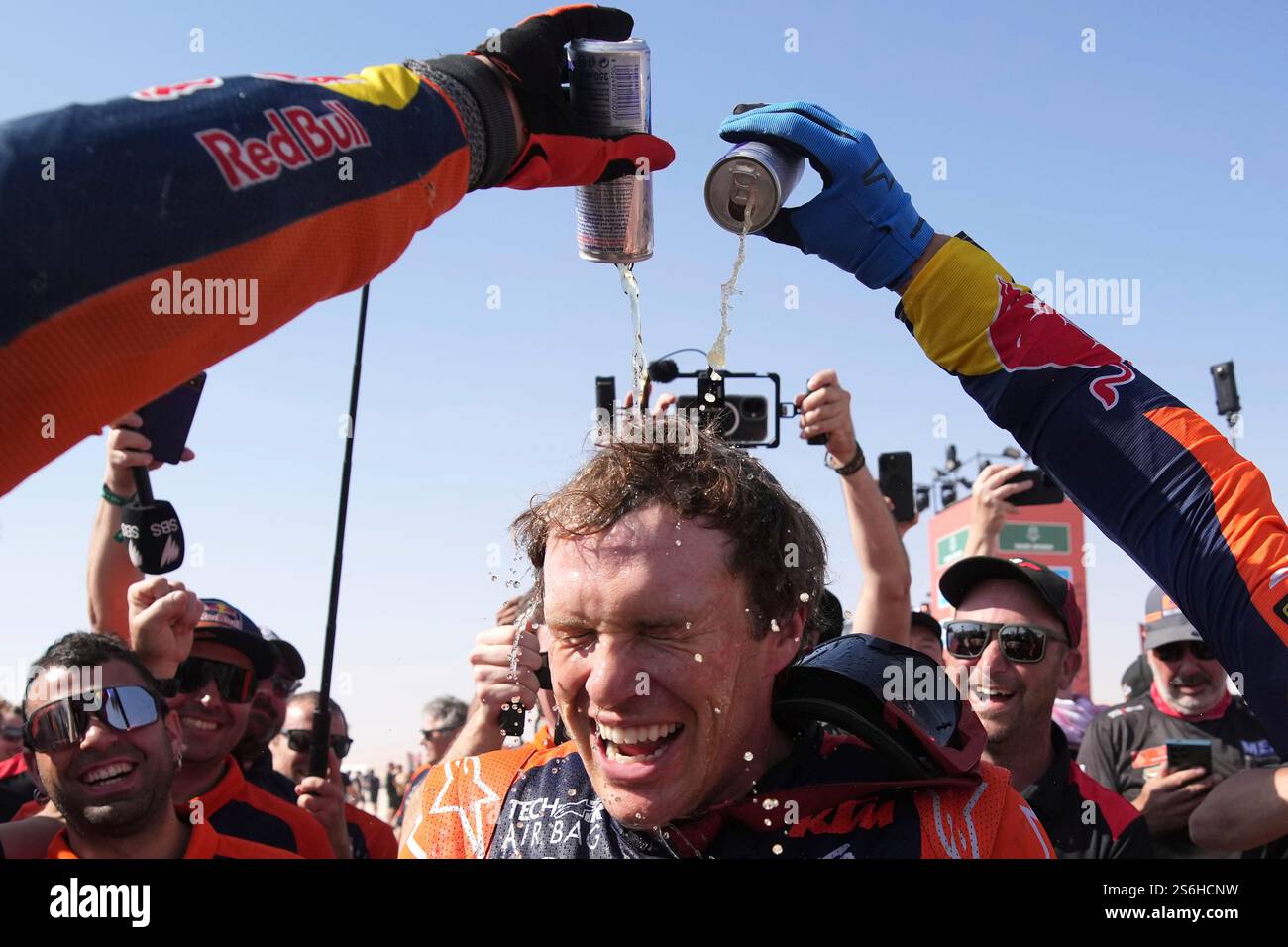 Sander Rider Rider Daniel Sanders of Australia celebrates winning the Dakar Rally ...