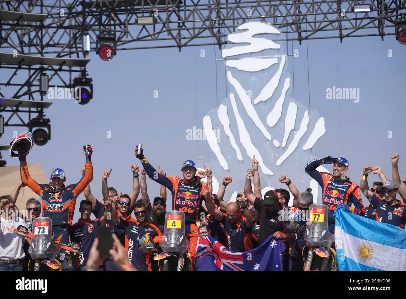 Sander Rider Rider Daniel Sanders of Australia, center, celebrates winning the Dakar ...