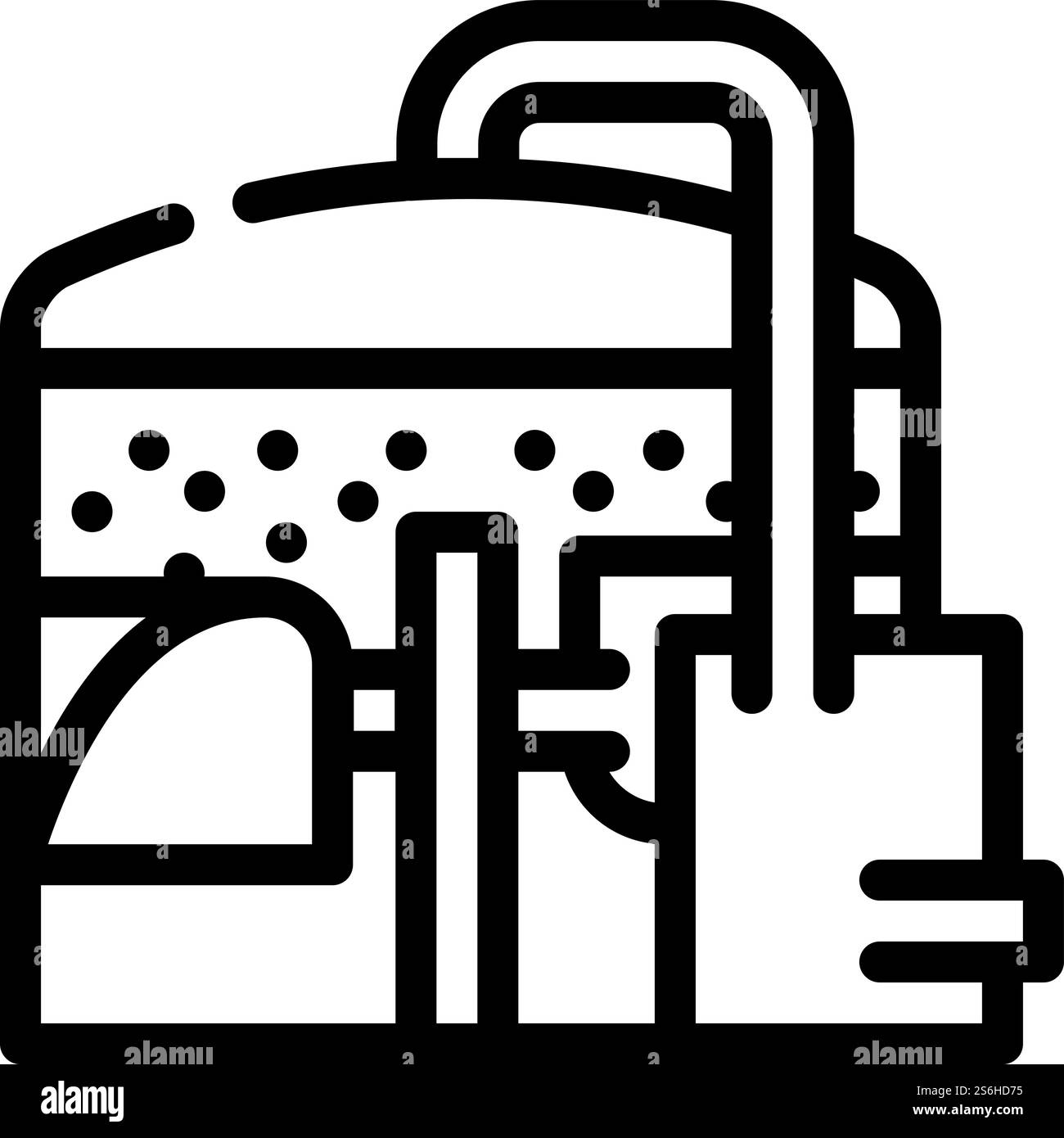 methane tank or biogas plant, digester or reactor line icon vector ...