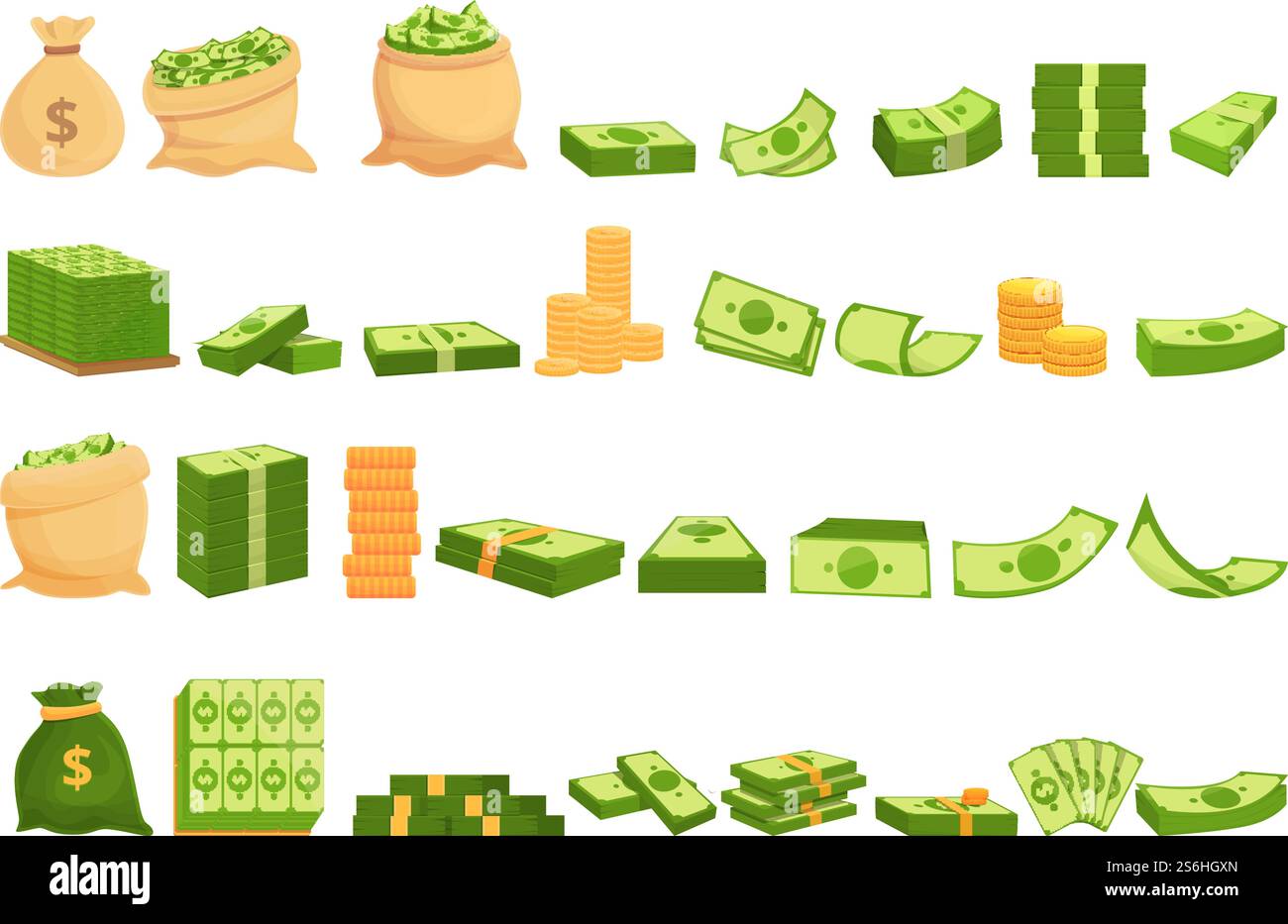 Bank cash icons set. Cartoon set of bank cash vector icons for web ...