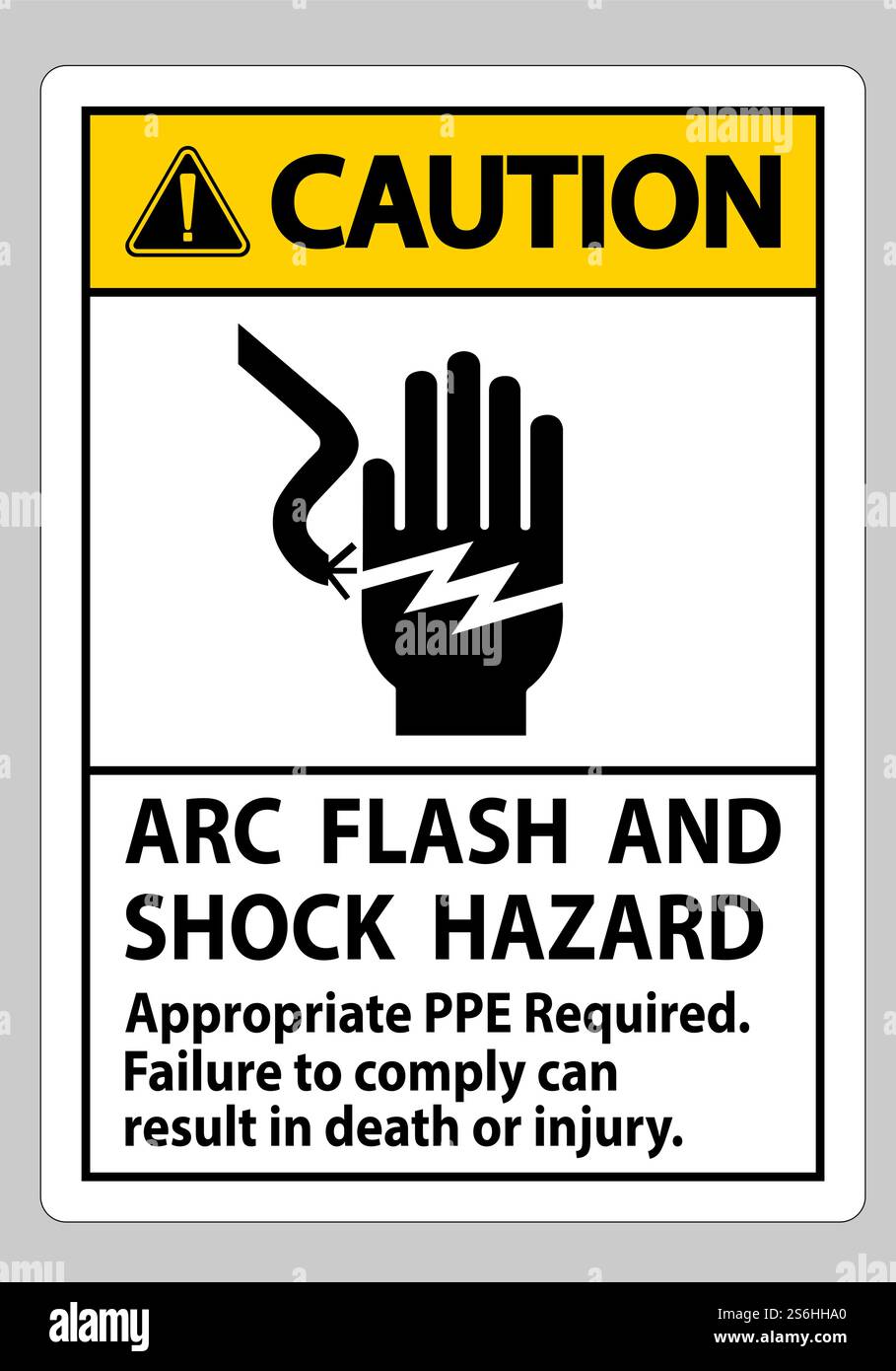 Caution Sign Arc Flash And Shock Hazard Appropriate PPE Required Stock ...
