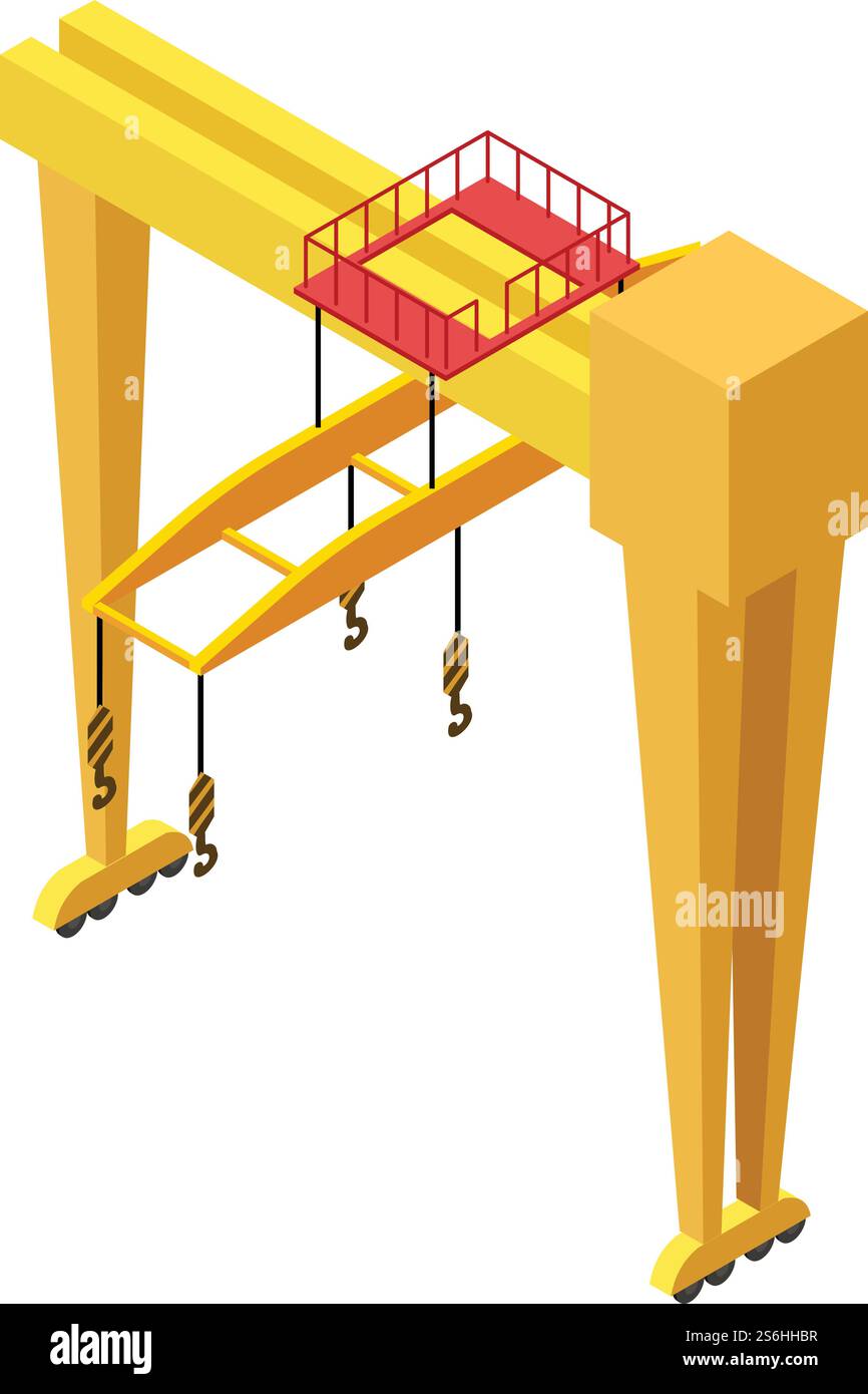 Railway big crane icon. Isometric of Railway big crane vector icon for ...