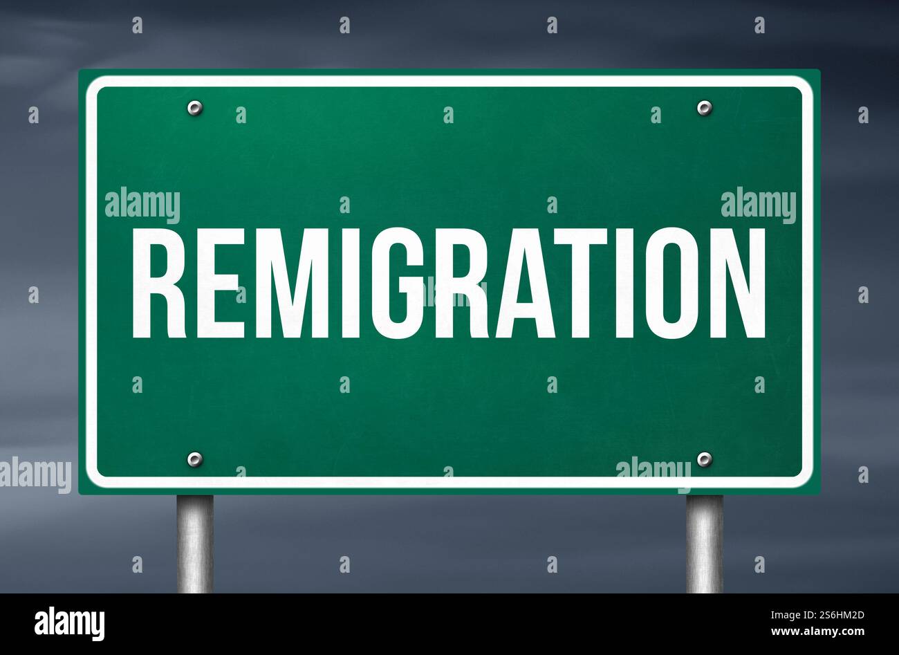 Remigration road sign illustration Stock Photo - Alamy