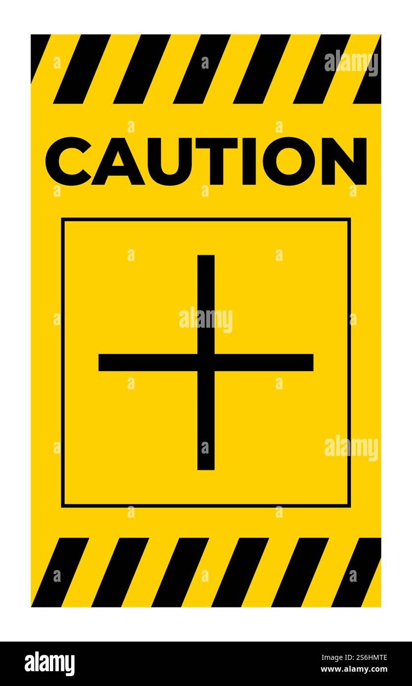 Caution Plus Positive Polarity Symbol Sign Stock Vector
