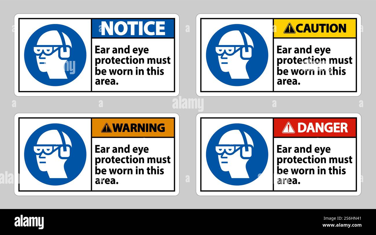Ear And Eye Protection Must Be Worn In This Area Stock Vector Image ...