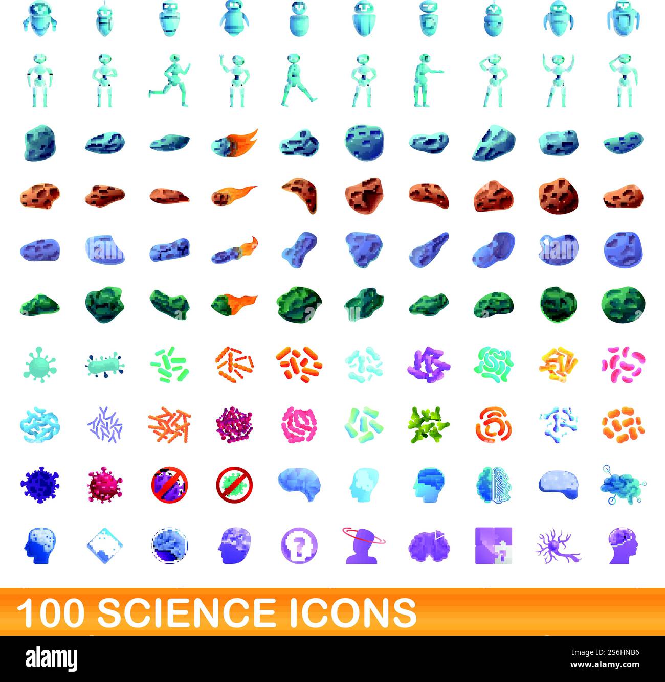100 science icons set. Cartoon illustration of 100 science icons vector ...